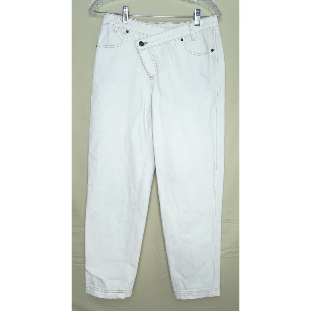 Future Collective Kahlana Barfield Tapered Jeans Mid Rise Bone Womens Size 0 EUC